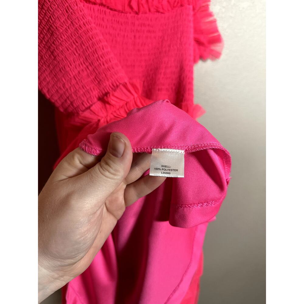 Pink Mini Dress with Ruffled Tulle Skirt - Picture 5 of 6